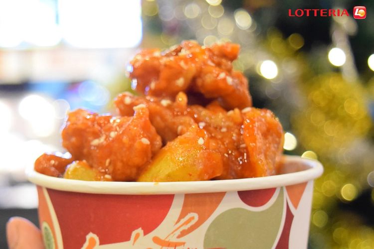Ilustrasi Chicken Gangjong, menu khas Lotteria Indonesia bercita rasa Korea.