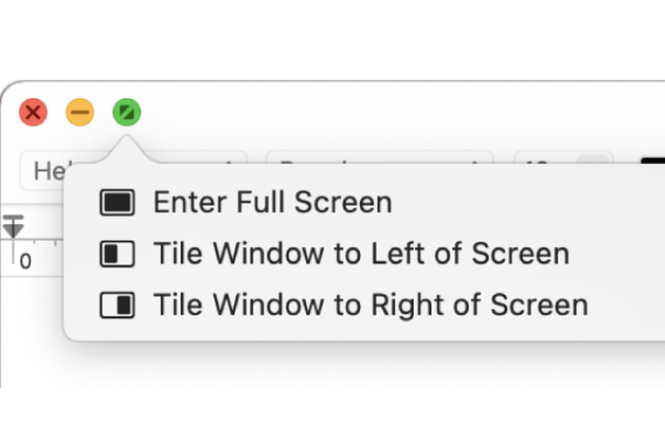 Ilustrasi cara split screen macbook.