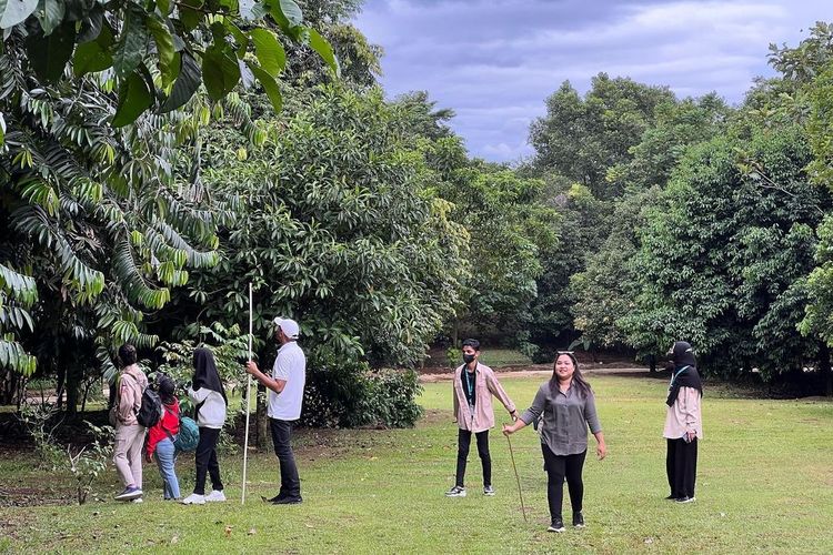 Wisatawan di Kebun Raya Cibinong.