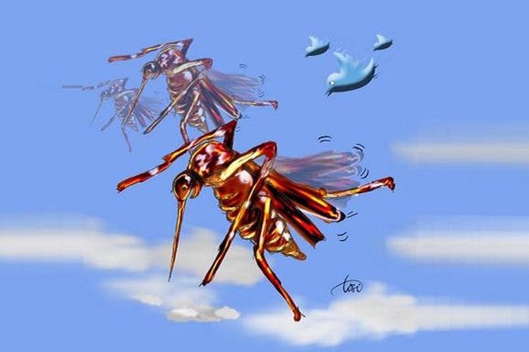 Ilustrasi nyamuk Aedes aegypti dan DBD (Demam Berdarah Dengue)