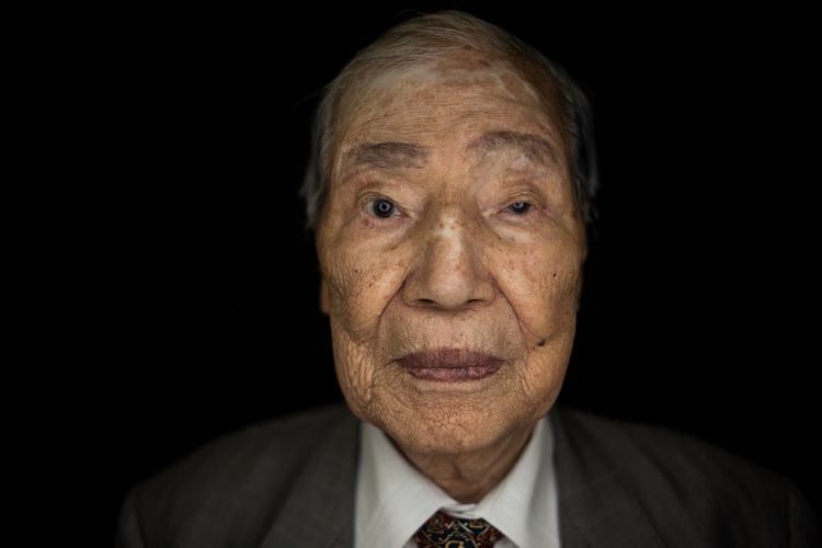 Sunao Tsuboi, salah satu orang yang selamat dari bom atom Hiroshima dan juru kampanye terkemuka untuk pelucutan senjata nuklir dunia. [JOHANNES EISELE/AFP]