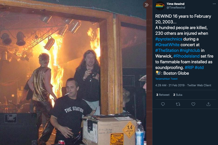 Tangkapan layar dari foto Boston Globe terkait kebakaran kelab malam yang menelan hingga 100 koran jiwa