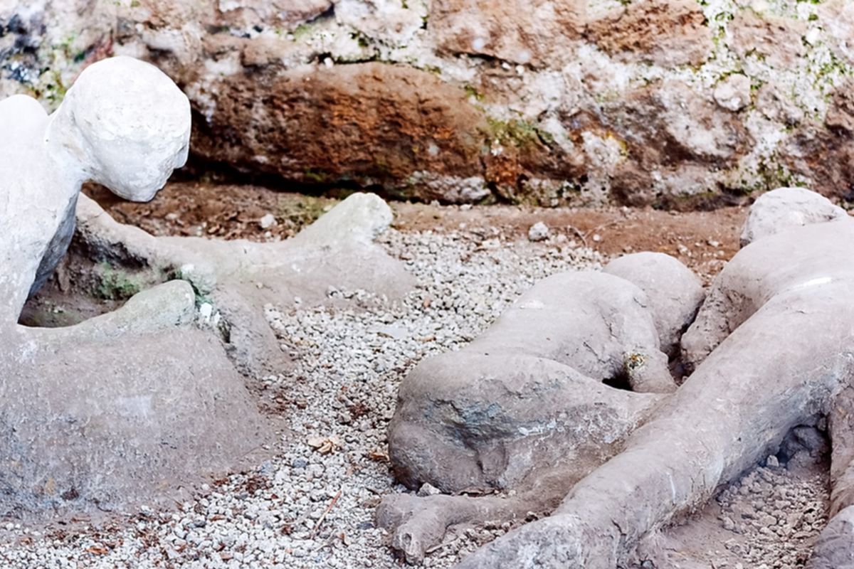 Seorang korban di Pompeii dari letusan Gunung Vesuvius, Italia