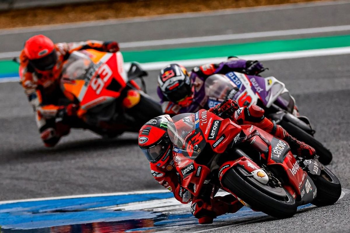 Francesco Bagnaia saat berlaga pada MotoGP Thailand 2022