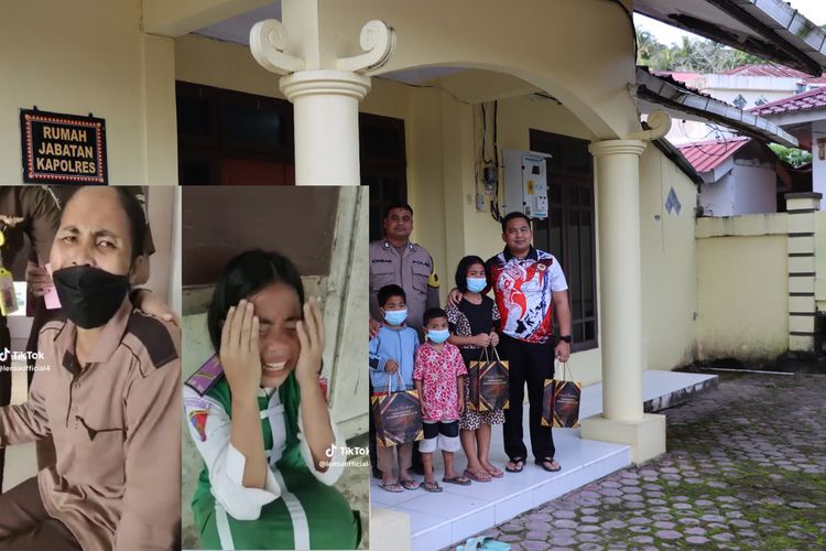 Foto Kiri terdakwa Erlina Zebua Alias Ina Ayu dituntut melanggar pasal 351 KUHPidana, Foto tengah, anak Korban Ayu, menangis histeris usai mendengar ibunya ditahan dan foto kiri Kapolres Nias Selatan, Sumatera Utara, AKBP Reinhard H. Nainggolan, SH, SIK, MM, akan menjadi penjamin untuk penangguhan terdakwa EZ di Pengadilan Negeri Gunungsitoli, usai menerima anak-anak terdakwa dan minta ibunya segera dibebaskan.