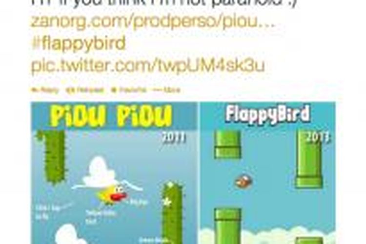 Perbandingan game Piou Piou (kiri) dengan Flappy Bird
