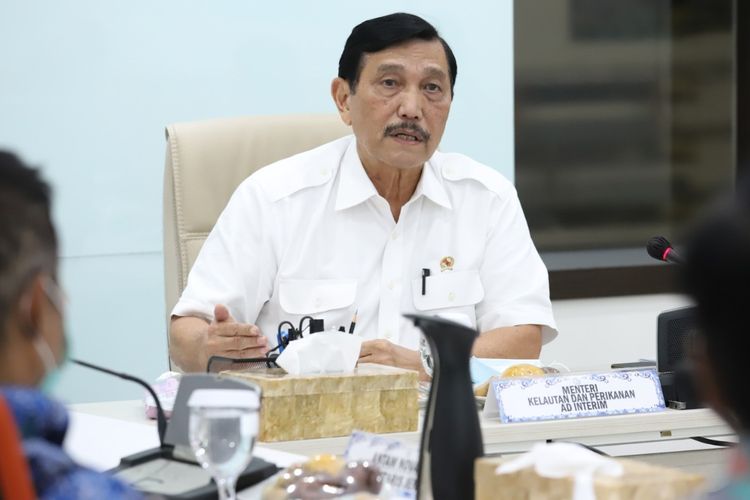 Coordinating Minister for Maritime Affairs and Investment Luhut Binsar Pandjaitan holds a meeting at his Jakarta office on Friday [27/11/2020]
