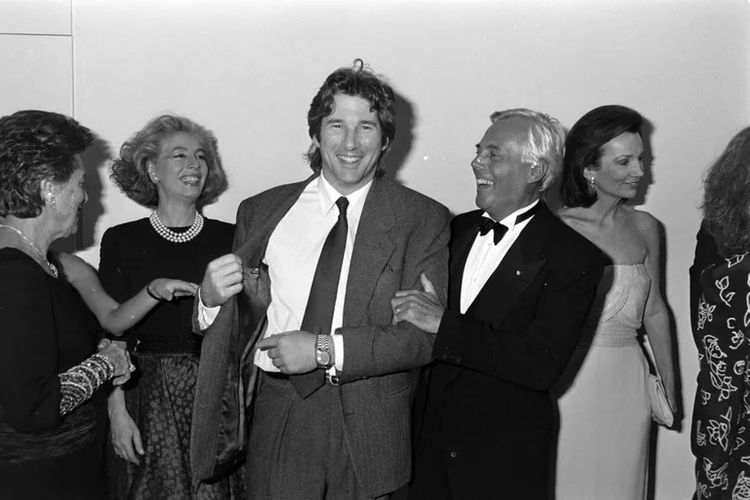 Aktor Richard Gere bersama desainer Giorgio Armani.