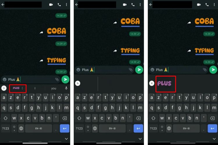 Ilustrasi cara membuat stiker tulisan WA dengan Gboard.