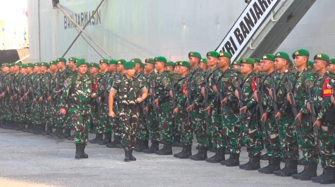 Setahun Bertugas di Perbatasan RI-Papua Nugini, 450 Prajurit TNI Kembali ke Riau