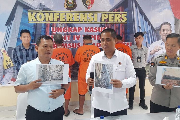 Polda Sumsel melakukan gelar perkara ungkap kasus penangkaran buaya ilegal di Kabupaten Ogan Komering Ilir (OKI), Kamis (24/8/2023).