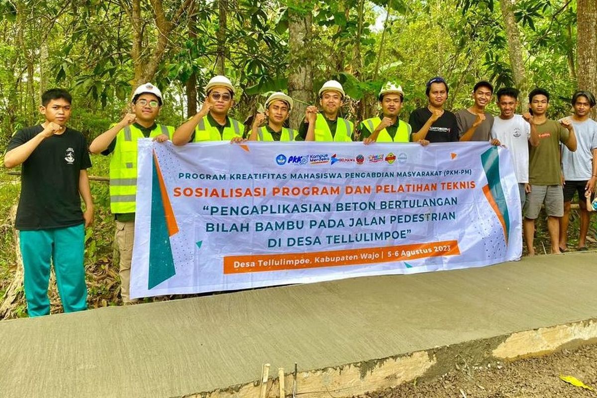 Beton bertulang bilah bambu hasil inovasi mahasiswa Jurusan Teknik Sipil (JTS), Politeknik Negeri Ujung Pandang (PNUP).