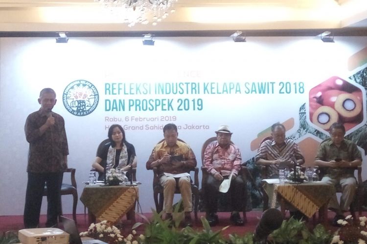 Gabungan Pengusaha Kelapa Sawit Indonesia (GAPKI) saat menggelar konferensi pers di Jakarta, Rabu (6/2/2019).