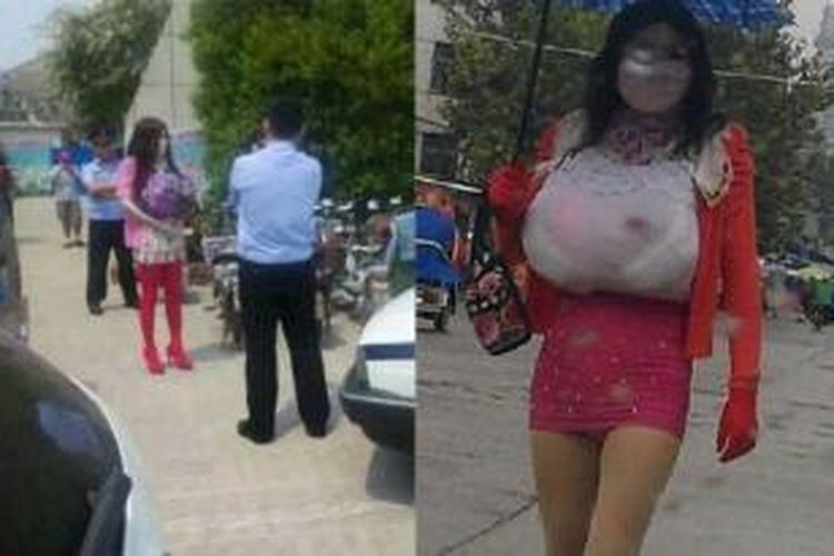 Polisi di kota Tengzhou, China menangkap seorang pria yang gemar mengintip perempuan saat menggunakan toilet. Saat ditangkap pria itu mengenakan pakaian perempuan.