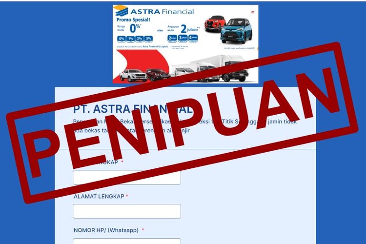 Lembaga pembiayaan Astra Financial mengimbau masyarakat untuk mewaspadai penipuan link yang disebarluaskan melalui pesan mengatasnamakan Astra Financial.