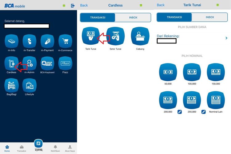 Ilustrasi Cara Tarik Tunai BCA Mobile