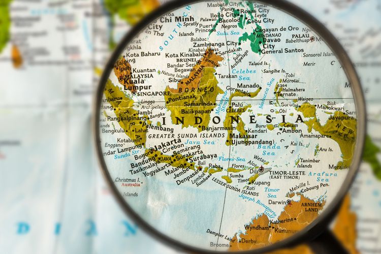 An illustration of Indonesia map. 