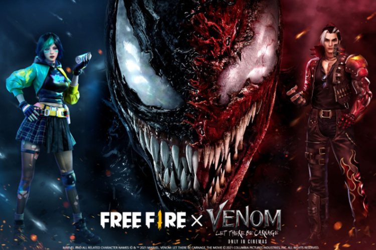 Ilustrasi kolaborasi Garena Free Fire dengan Venom.