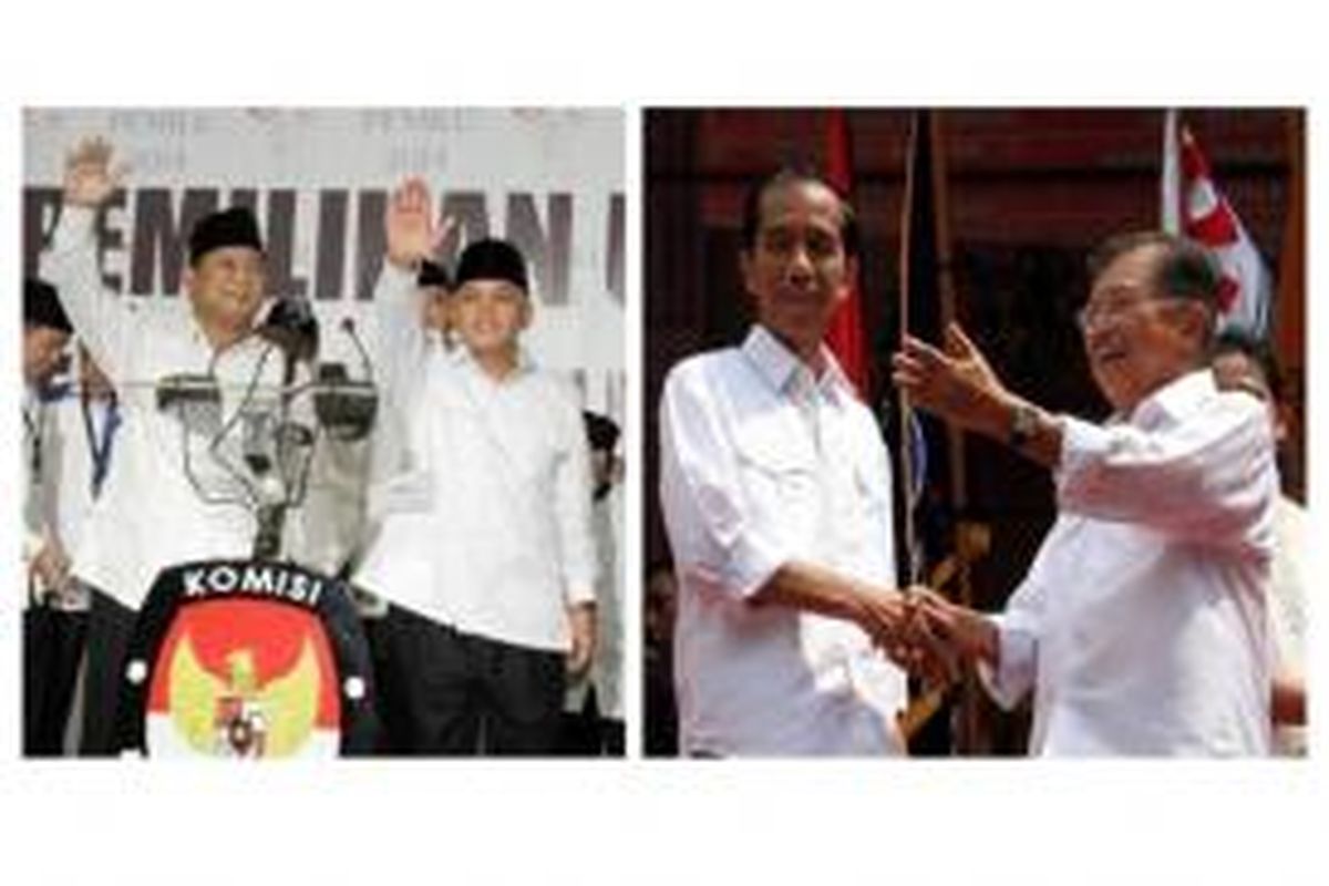 Prabowo Subianto-Hatta Rajasa (kiri) dan Joko Widodo-Jusuf Kalla (kanan)