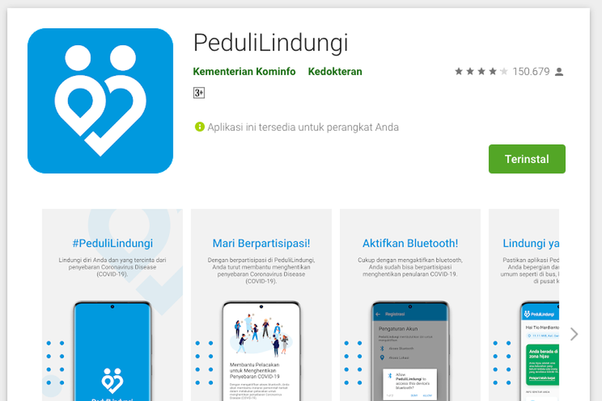 Aplikasi pedulilindungi yang dapat didownload di PlayStore untuk cek dan download sertifikat vaksin