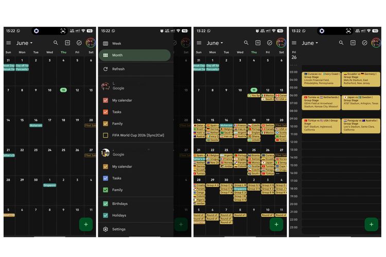 Cara memunculkan jadwal Piala Dunia 2026 di Google Calendar di HP Android.