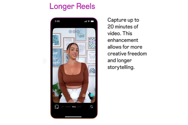 Instagram meningkatkan durasi video Reels sampai 20 menit