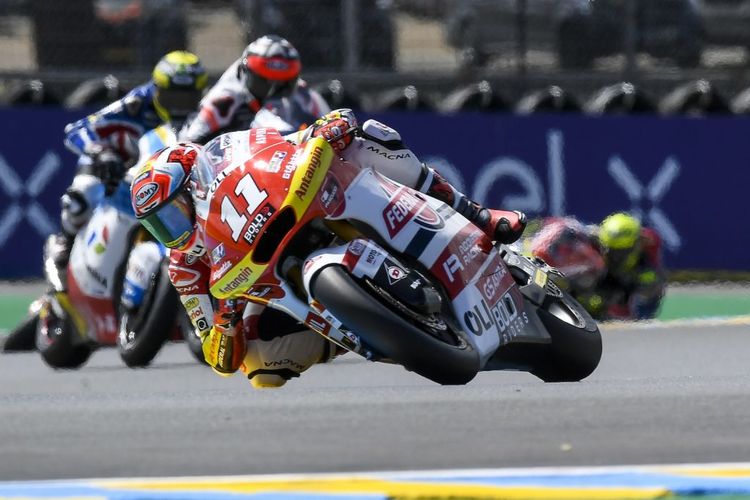 Pebalap Federal Oil Gresini Moto2 (FOGM2), Fabio Di Giannantonio, saat balapan di Moto2 Prancis 2021