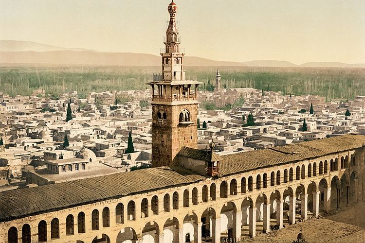 Ilustrasi Kota Damaskus yang menjadi pusat pemerintahan Bani Umayyah dan menjadi salah satu peninggalan sejarah islam.