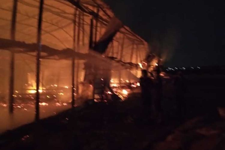 Tempat usaha peternakan unggas di Desa Medani, Kecamatan Tegowanu, Kabupaten Grobogan, Jawa Tengah terbakar hebat, Rabu (22/10/2020).