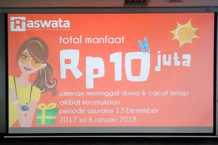 Program promosi Asuransi Wahana Tata (Aswata) melalui asiste virtual Vania pada Desember 2017 dengan cara pembagian gratis polis asuransi kecelakaan diri (personal accident). 