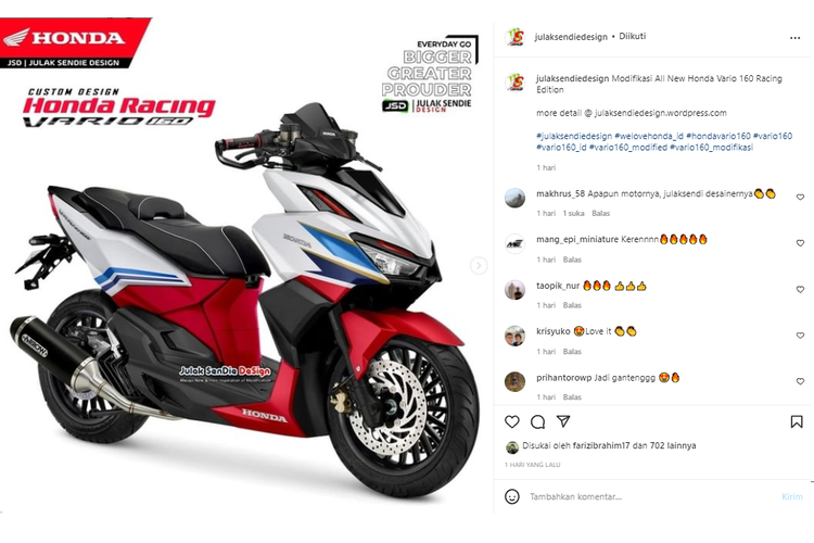 All New Honda Vario 160 modifikasi digital mengusung gaya racing harian.