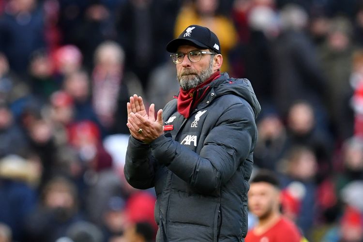 Pelatih Liverpool, Juergen Klopp, seusai timnya menang melawan Watford di Stadion Anfield, Sabtu (14/12/2019).