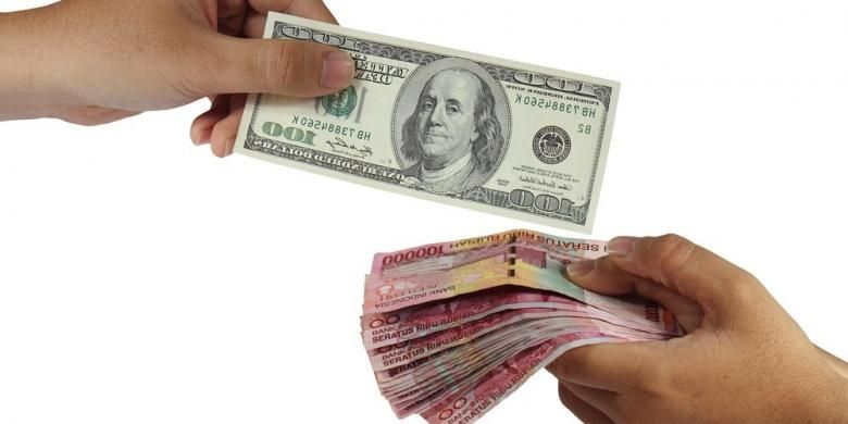 Ilustrasi nilai tukar rupiah terhadap dollar AS.