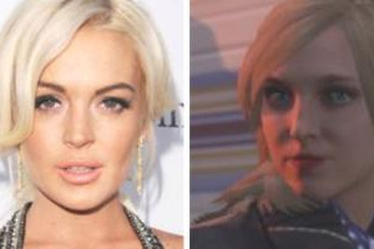 Lindsay Lohan (kiri) dengan Lacey jonas, karaker yang dianggap mencuri penampilan fisik Lohan.