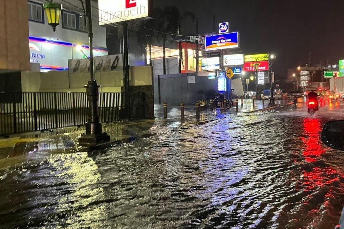 Depok Hujan Deras Rabu Malam, Sebagian Jalan Margonda Banjir