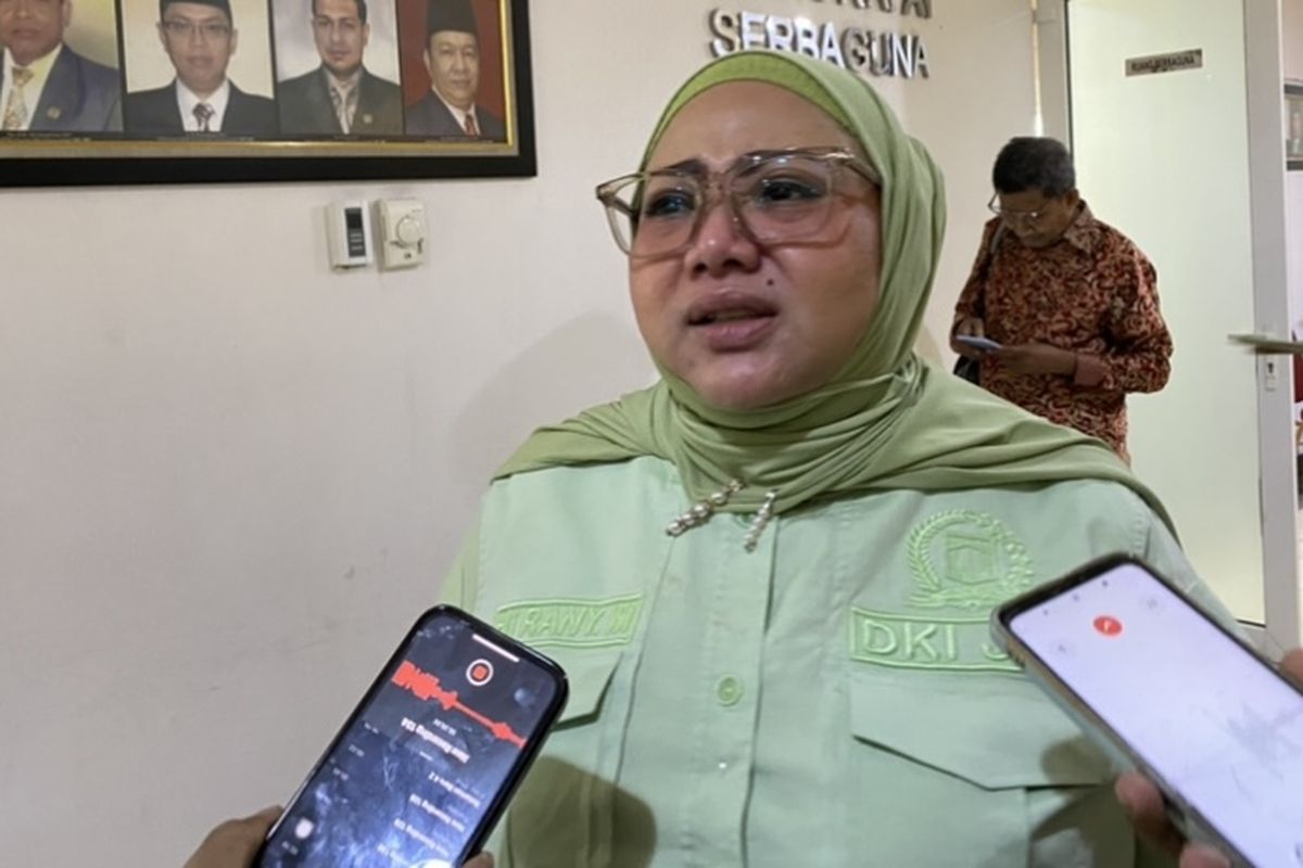 Sekretaris Dewan Pimpinan Daerah (DPD) Gerindra DKI Jakarta Rani Maulian di Gedung DPRD DKI Jakarta pada Selasa (19/3/2024).