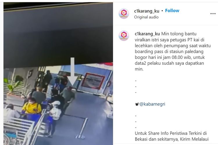 Sebuah video menunjukkan seorang penumpang kereta api diduga mencoba membuka jilbab petugas KAI di Stasiun Paledang, Bogor, Jawa Barat, pada Senin (22/8/2022) pagi.