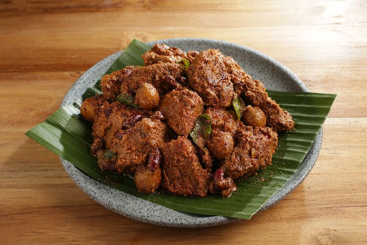 Ilustrasi rendang daging sapi khas Padang. 