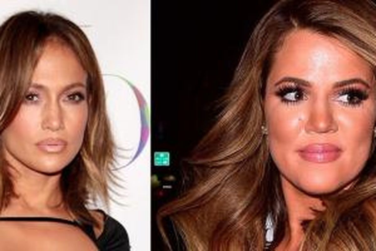 Tren lipstikyang sempat berjaya di era '90-an ternyata kembali diangkat oleh penyanyi multi talenta Jennifer Lopez (kiri). Pengaplikasian yang berbeda untuk Khloe Kardashian (kanan).