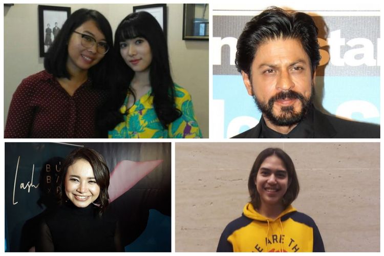 Kolase foto Rara Sekar dan Isyana Sarasvati, Shah Rukh Khan, Rossa, dan El Rumi