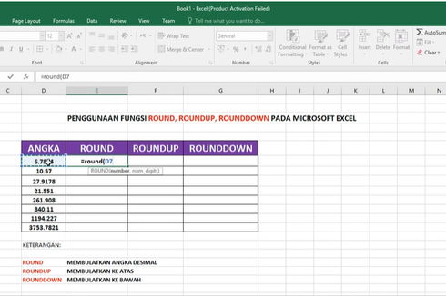 Fungsi ROUNDUP pada Microsoft Excel