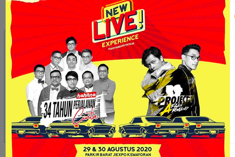 Kahitna, Afgansyah Reza, dan Armand Maulana bakal manggung di konser drive-in bertajuk New Live! Experience pada 29 dan 30 Agustus 2020