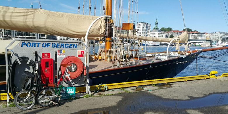 Pelabuhan Bergen, Norwegia saat pagi hari, Jumat (8/6/2018).