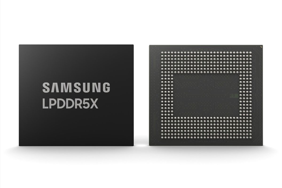 Ilustrasi chip memori LPDDR5X tertipis dari Samsung