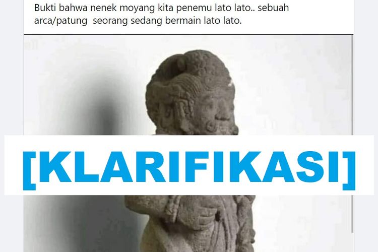 Klarifikasi, tidak benar arca ini adalah bukti bahwa lato-lato ditemukan di Indonesia