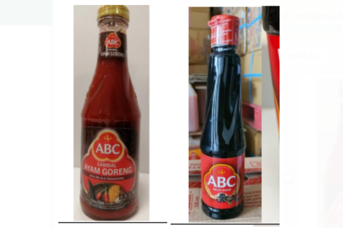 ilustrasi kecap manis ABC dan saus sambal ayam goreng ABC.