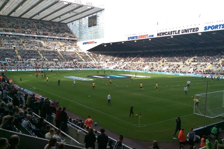 Kandang Newcastle United, St James' Park. Newcastle United di ambang akuisisi oleh PCP Capital Partners, suatu konsorsium asal Arab Saudi.