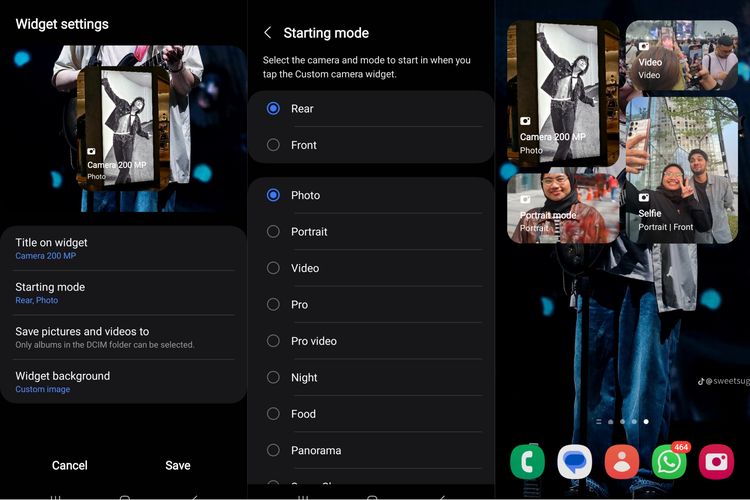 Samsung OneUI 6.0 punya widget kamera baru. Dengan widget kamera, pengguna bisa mengakses mode kamera tertentu secara instan di home screen, tak perlu membuka aplikasi kamera.