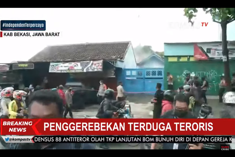 The boarding house in Bekasi regency in West Java, where Densus 88 counterterrorist police nabbed four suspected Jamaah Anshor Daulah [JAD] terrorists on Monday (29/3/2021)