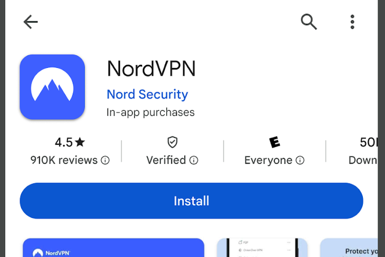 Ilustrasi label Verified di aplikasi NordVPN.